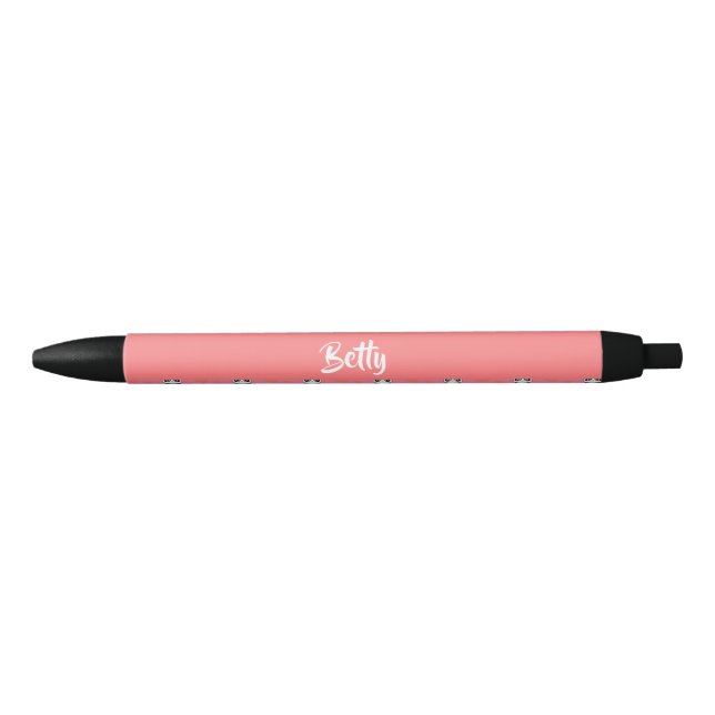 Panda bears love pink pattern black ink pen (Front)