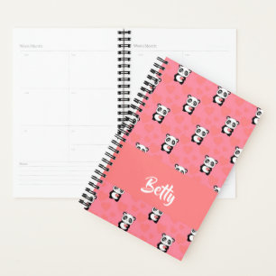 Panda bears love pink pattern planner