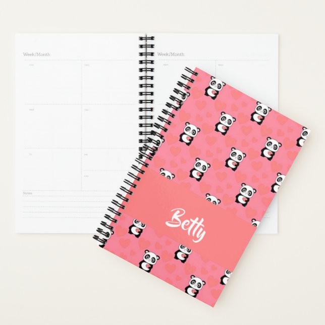 Panda bears love pink pattern planner (Display)