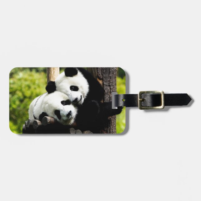 Panda Bears Luggage Tag (Front Horizontal)