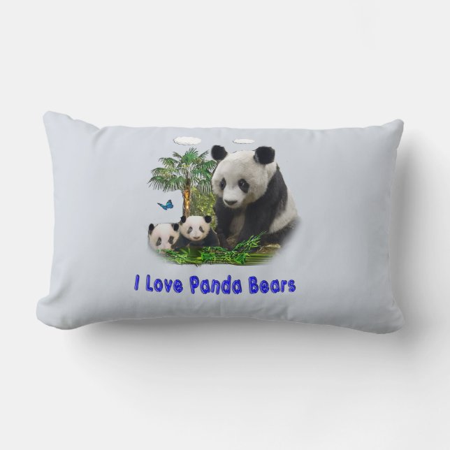 Panda Bears Lumbar Pillow (Front)