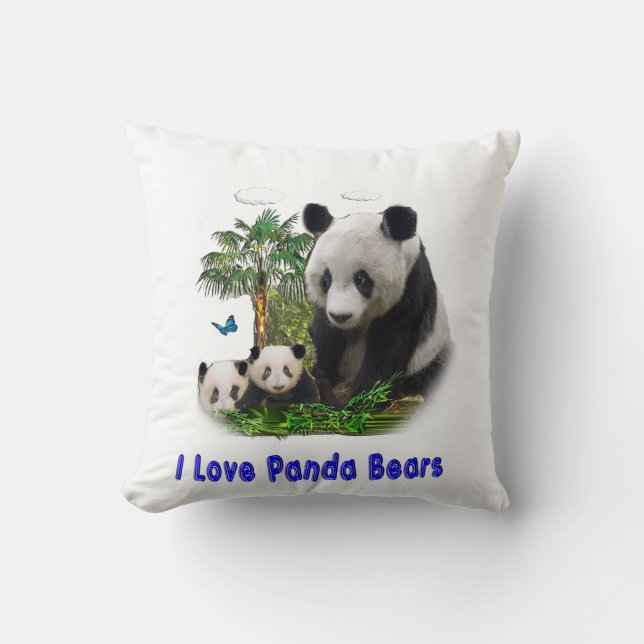 Panda Bears Throw Pillow (Front)