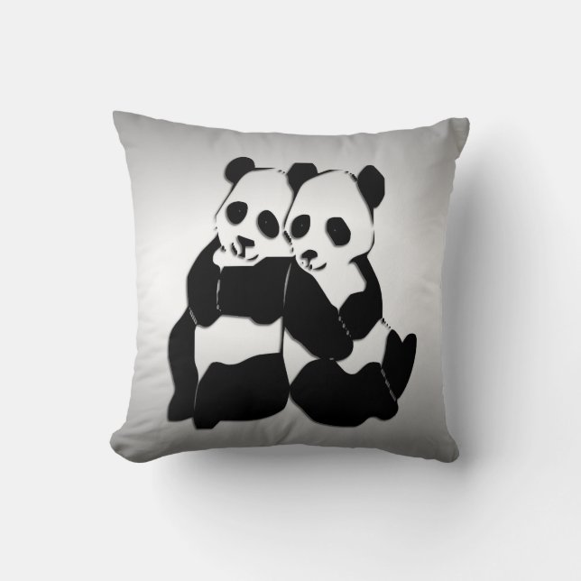 Panda Bears Throw Pillow (Front)