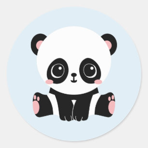 Panda bébé adorable sur Stickers Bleus (6 Stickers