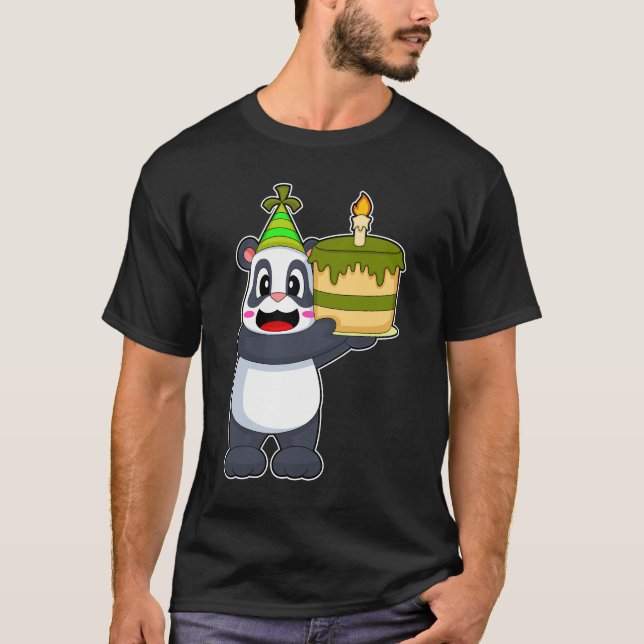 Panda Birthday Cake Candle T-Shirt (Front)