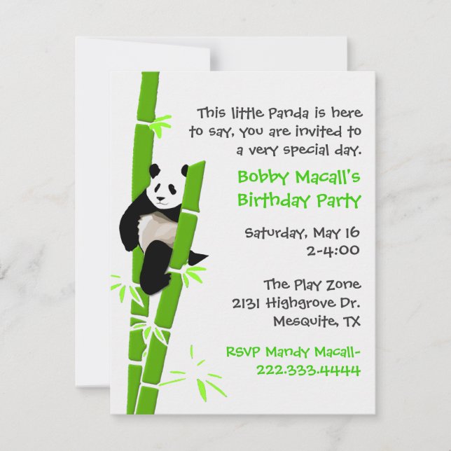 Panda Birthday Invitation (Front)