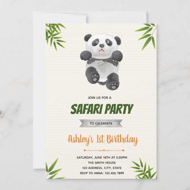 panda birthday invitation (Front)
