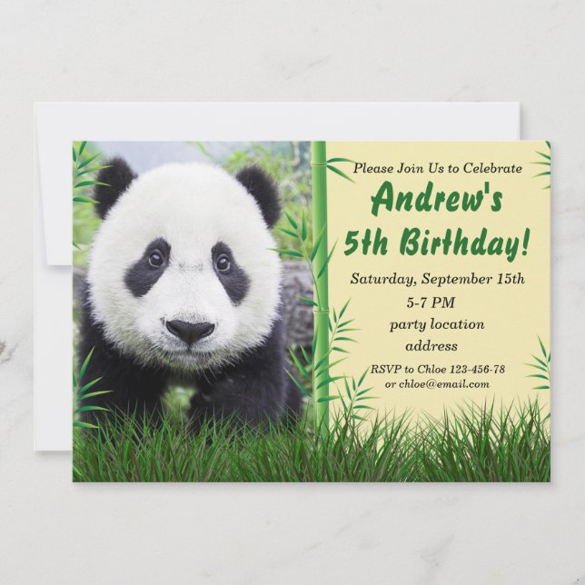 Panda birthday invitation (Front)