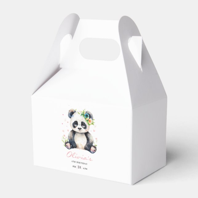 Panda Birthday Invitation, Panda Girl Birthday  Favor Box (Front Side)