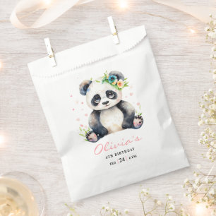 Panda Birthday Invitation, Panda Girl Birthday Favour Bag
