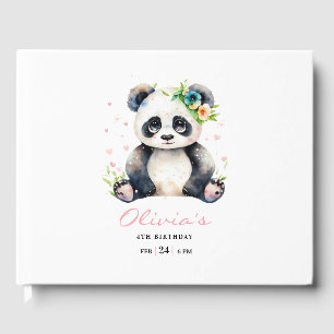 Panda Birthday Invitation, Panda Girl Birthday  Guest Book