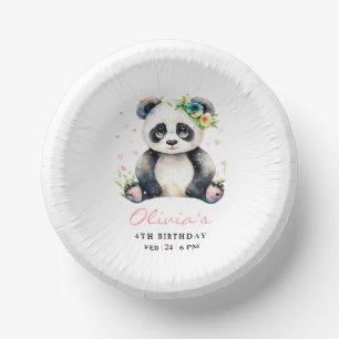 Panda Birthday Invitation, Panda Girl Birthday Paper Plate