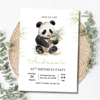 Panda Birthday Invite, Bamboo Panda Boys Birthday Invitation