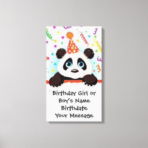 Panda Birthday Memento Canvas Print