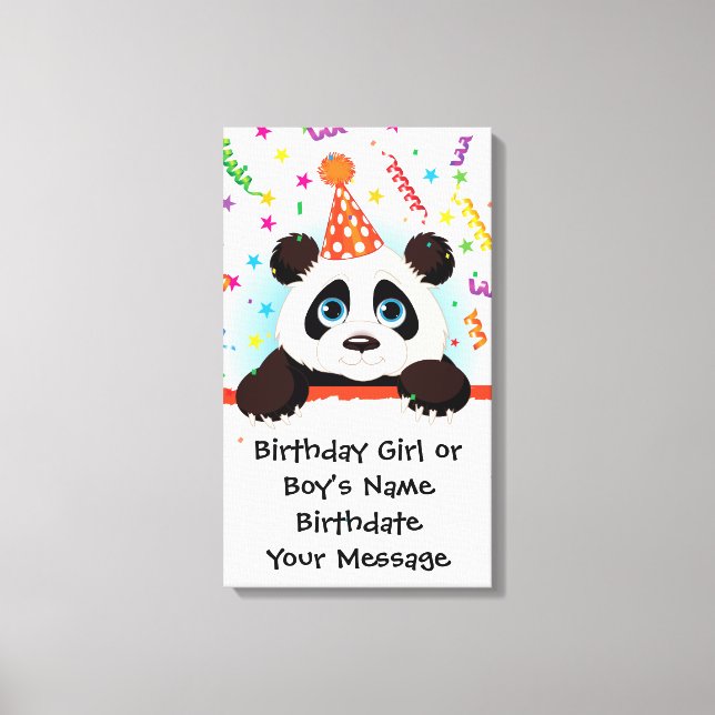 Panda Birthday Memento Canvas Print (Front)