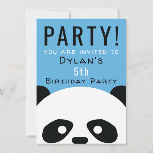 Panda Birthday Party Kids Pink Boys Invitation