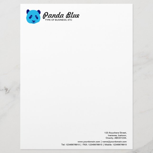 Panda - Blue Letterhead (Front)