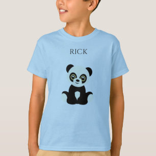 PANDA blue t-shirt, personalized name. T-Shirt