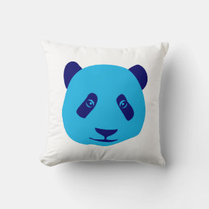 Panda - Blue Throw Pillow