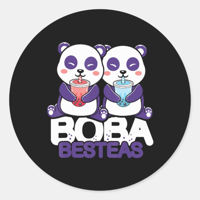 Panda Boba Bubble Tea Anime Kawaii Neko Girls  Classic Round Sticker (Front)