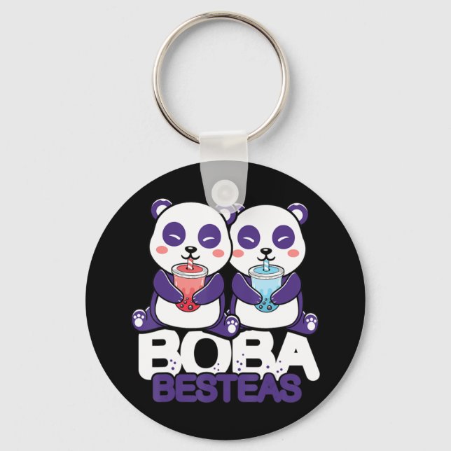 Panda Boba Bubble Tea Anime Kawaii Neko Girls  Keychain (Front)