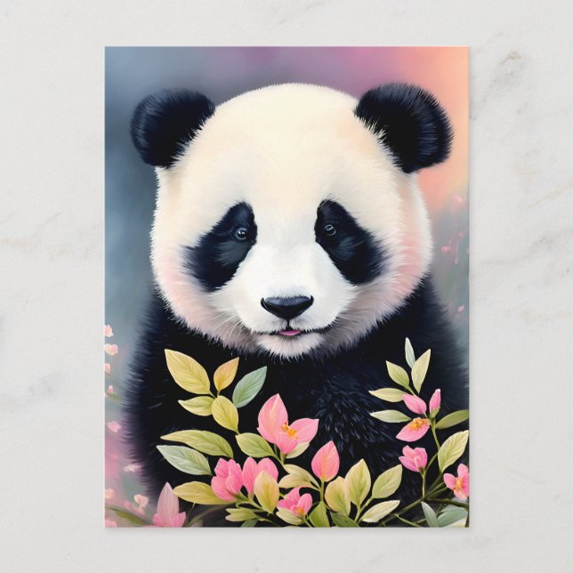 Panda Botanical Art Postcard (Front)