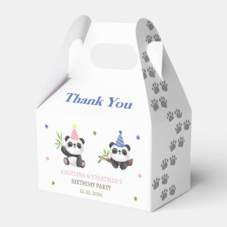 Panda Boy and Girl Joint Birthday  Favor Box