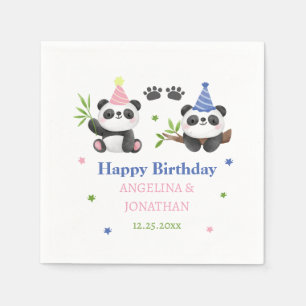 Panda Boy and Girl Joint Birthday  Napkin