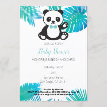 Panda Boy Baby Shower Invitation