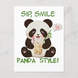 Panda Bubble tea Postcard
