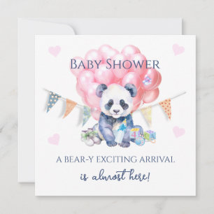Panda bunting and balloons Baby Shower Card