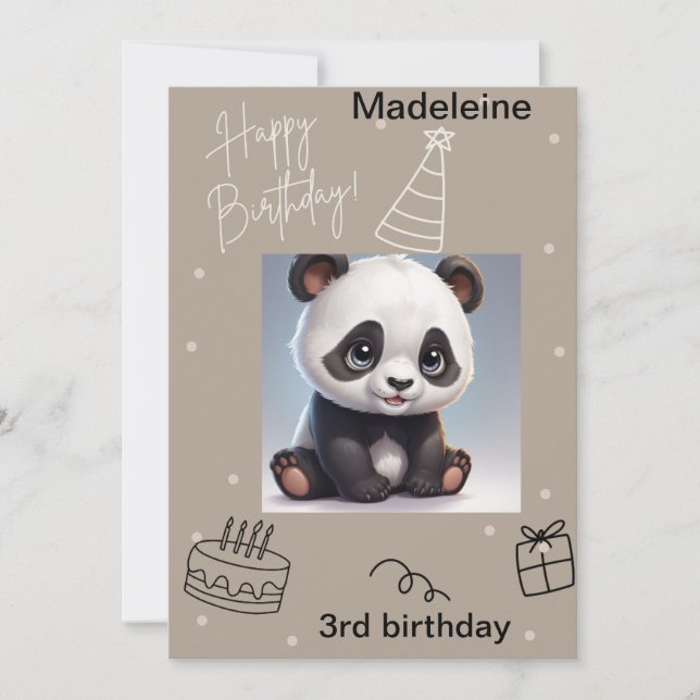 Panda câlin, Carte d'anniversaire Écrivable (Devant)
