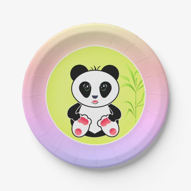 Panda, cartoon, children paper plate (Front)