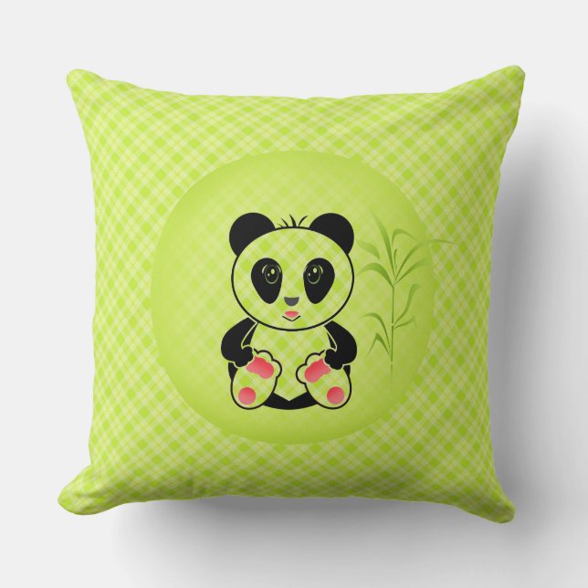 Panda, cartoon, children throw pillow (Front)