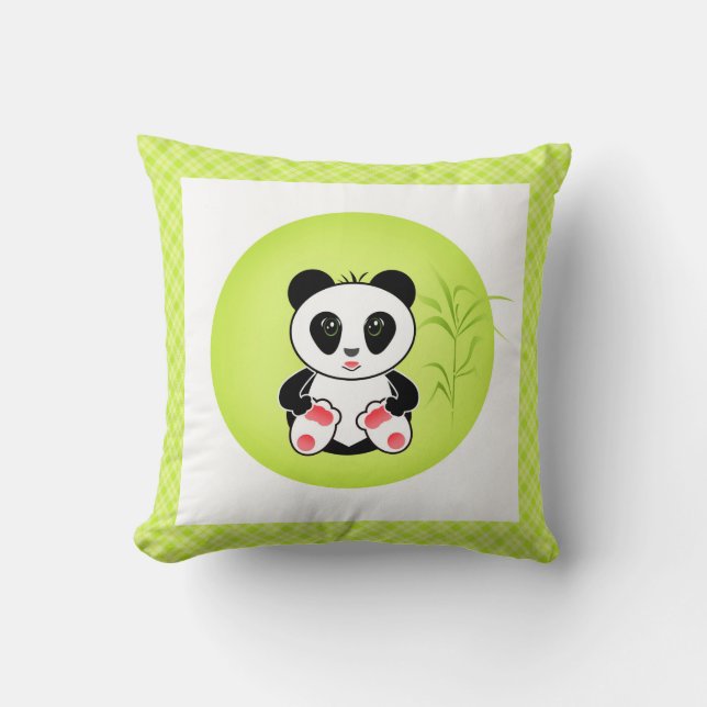 Panda, cartoon, children throw pillow (Front)