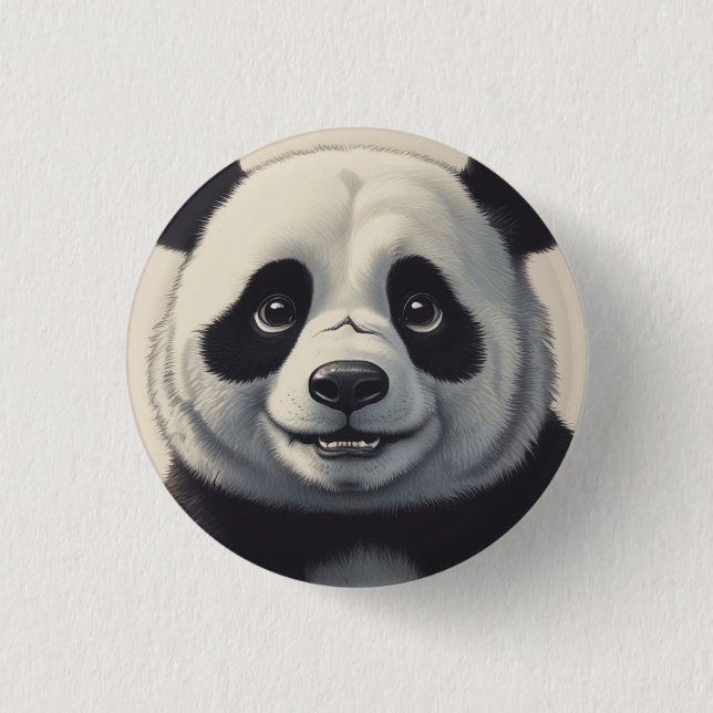 Panda Cartoon Drawing Art 1 Inch Round Button (Front)
