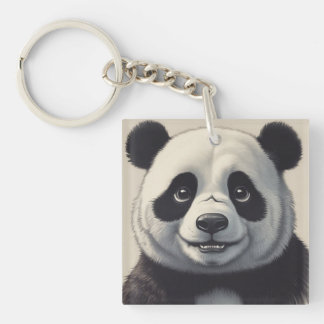 Panda Cartoon Drawing Art Keychain
