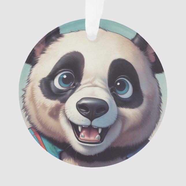 Panda Cartoon Drawing Art Ornament (Front)