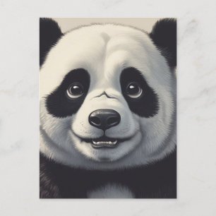 Panda Cartoon Drawing Art Postcard