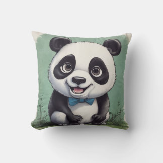Panda Cartoon Drawing Art Throw Pillow