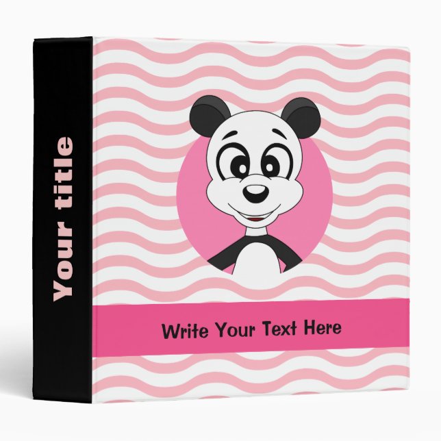 Panda cartoon on wavy pattern Binder (Front/Spine)