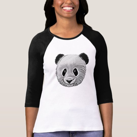 Panda Cartoon Sketch Ladies T-Shirt