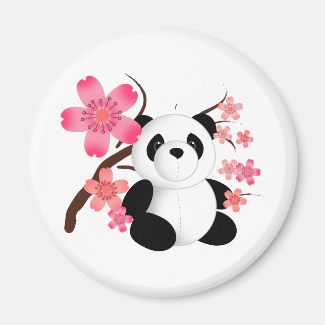 Panda Cherry Blossoms Magnet (Front)