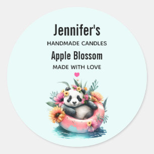 Panda Chilling in an Inner Tube Candle Business Classic Round Sticker