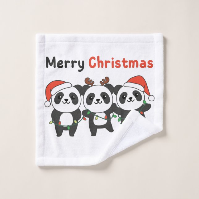 Panda Christmas Animals Pandas Merry Christmas (Gant de toilette)