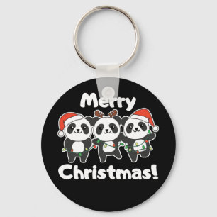 Panda Christmas Animals Pandas Merry Christmas Key Keychain