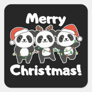 Panda Christmas Animals Pandas Merry Christmas Square Sticker