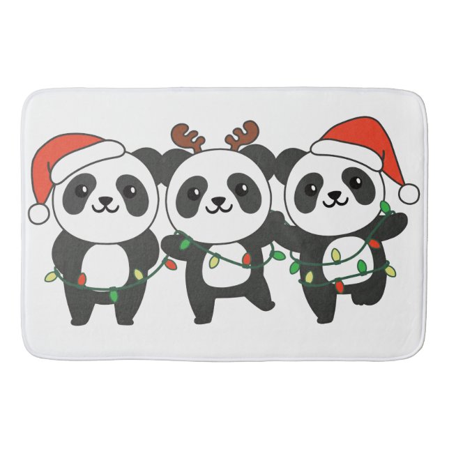 Panda Christmas Christmas Animals Cute Pandas Bath Mat (Front)