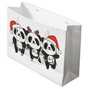 Panda Christmas Christmas Animals Cute Pandas Larg Large Gift Bag