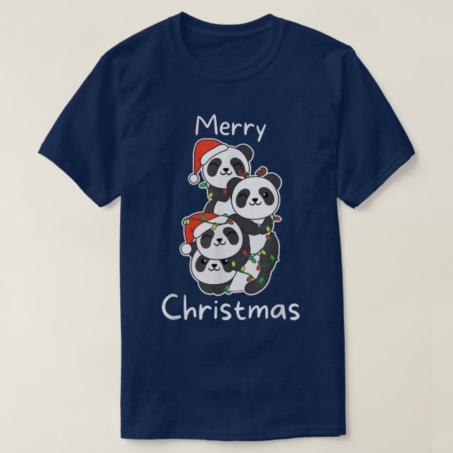 Panda Christmas Christmas Tree Animals Cute Panda  T-Shirt (Design Front)